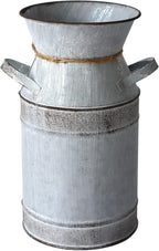 Galvanized Milk Can Antique Retro Vase Metal Planter Rustic Vintage Primitive Flower Holder Farmhouse Country Plant for Home Office Decor, 7.6”