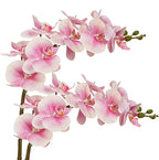 DILATATA 31.5" Faux Orchid Real Touch Signal Stem Phalaenopsis Orchid Spray with 9 Large Flowers for Home Arrangement, Artificial Flowers for Home Decor, Office House Decoration- Pink Orchid 2 Pcs