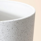 LA JOLIE MUSE Flower Pots Outdoor Garden Planters, Indoor Plant Pots with Drainage Holes, Plastic, Speckled White, Set 2 (7.5 + 7.5 Inch)