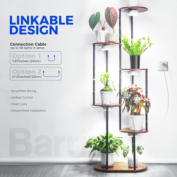 Barrina Orbgrow OG09 Puck LED Grow Light, 5000K 54W(6 x 9W, 810 Watt Equiv), Plant Lights for Indoor Plants Full Spectrum, Magnetic & Linkable, Small Grow lamp, Perfect for Plant Shelf, 6 Packs