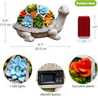 Solar Garden Turtle Statue - Turtle Decor with 7 Warming Solar LED Lights, Outdoor Decorations for Yard Patio Lawn & More, for Women, Moms, Birthdays