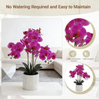 Artificial Orchid Flowers Fake Phalaenopsis Plant in Pot, 23" Tall Faux Orchids for Home Decor Indoor, Lifelike Silk Flowers for Centerpieces Office Arrangement-Dark Pink