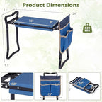 2-in-1 Garden Kneeler and Seat, Folding Garden Seat w/EVA Foam Kneeling Pad & Removable Tools Pouch, Sturdy Steel Frame, No Assembly, Portable Heavy Duty Garden Stool for Women Men Seniors