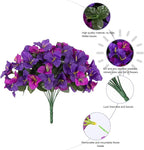Artificial Flowers Plants for Outdoors Spring Summer Decor, 4 Bundles Fake Bougainvillea Silk Outside Flowers UV Resistant Look Real for Outdoor Planter Patio Porch Window Garden Home, PurpleFuchsia