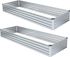 Meberam 2 Pack 6x1.5x1FT Galvanized Raised Garden Beds Kit Outdoor Metal Gardening Planter Box for Vegetable Elevated Flower Herbs,Silver