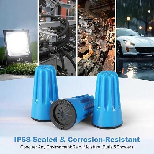 Lenporl 100PCS Waterproof Wire Electrical Connectors 22AWG-8AWG,Outdoor Seal Electrical Twist Nuts Caps Cable Terminal Connector for Landscape Light, Irrigation Valves, Wet Location Installation