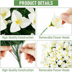 ATTGREAT Artificial Bougainvillea for Outdoors Faux Plants UV Resistant Flowers Fake Plastic Plants Realistic Silk Flowers for Porch Planter Garden Outside Hanging Decoration, 2Pcs (White)