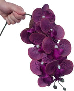FagusHome 32 Inch Artificial Phalaenopsis Flowers 6 Pcs Artificial Orchid Flowers Stem Plants for Home Décor (Purple Piebald), FH1000143