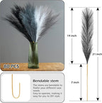 SeptCat 80 Pcs Pampas Grass Decor 21.7" Fluffy Black White Grey Faux Short Pampas Grass Artificial Small Pompas Grass Flower Vase Filler for Home Wedding Decoration