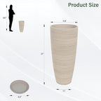 Set of 2 Tall Planter, 21 inch Large Plastic Planter with Drain Hole & Saucers, Large Outdoor Planters for Porch, Garden, Patio, Balcony(Oat Color)