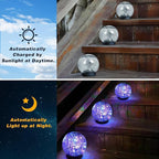 SyouHome Solar Garden Lights Outdoor Waterproof, 6 Pack Cracked Glass Ball Light, Ground Landscape Garden Decor, Solar Globe Decorative for Pathway/Patio/Lawn/Yard (Multicolor)