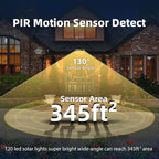 HMCITY 120 LED Outdoor Solar Lights- with Motion Sensor and 3 Lighting Modes, IP65 Waterproof Wide Solar Wall Lights Ideal for Garden Patio Yard (Front Button 8Packs, Black Shell-Warm White)