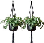 EBOOT 2 Pack 48 Inch Large Macrame Plant Hanger Rope to Hang Flower Pot Plant Holder for Indoor Outdoor Decorations, 4 Legs (Black)