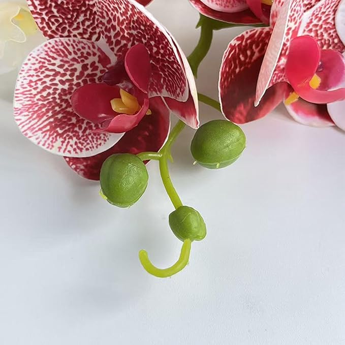 Fake Flowers, Elegant Realistic Design, PP, Orchid Decor Vase, Silk Bloom Arrangement, Long-Lasting, for Home, Bedroom, Bathroom, Living Room, Office