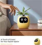 Smart Pet Planter, Smart Plant Pot, With Artificial Intelligence, Time Weather Display, And Multiple Expressions Animation,Lovely Plant Companion, For Desktop Decoration, Gifts,Plant-Free (Lemon)