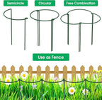 Unves 10 Pack Plant Support Stakes, 10" W x 16" H Half Round Peony Cages and Supports, Metal Peony Cage Plant Ring for Outdoor Plants Tomato Flower Vine, with Garden Labels, Clips and Ties