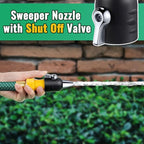 Feekoon Jet Nozzle with Shut Off, 3/4" GHT Sweeper Garden Hose End Zinc Nozzle with Shut Off Valve, Water Hose Sprayer Jet for Garden Watering, Car Washing and Sidewalk Sweeping(Black,1 Pack)