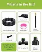 RAINPOINT 100FT Drip Irrigation System, Garden Watering Kit with 30pcs 360°Adjustable Copper Nozzles, Automatic Atomizing Watering Sprinkler System for Greenhouse, Lawn, Raised Beds, Outdoor Plants