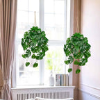 Large Fake Hanging Plants in Pot for Indoor & Outdoor, Long Artificial Hanging Monstera Plants, 27.6" Fake Potted Vines Ivy Greenery Plant for Room Wall Shelf Decor Living Room Bathroom Patio Porch