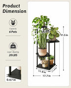 GENTINGBRO Tall Plant Stand Indoor 4 Tiered Plant Shelf for Multiple Plants Coner Shelf Stand Wood Plant Stand Metal Shelving for Living Room Bedroom Balcony Patio Black
