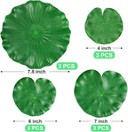 12Pcs Floating Lily Pads for Ponds, Fake Lily Pads, Artificial Lotus Leaves Decorative, 6in 7.8in 7in 4in Each 3pcs(Total 12pcs)