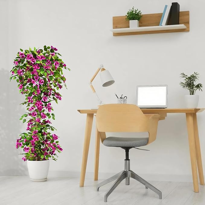 Artificial Bougainvillea Tree -5FT Faux Bougainvillea Tree with Realistic Flowers, Tall Fake Flower Tree for Indoor or Outdoor Decor, Silk Floral Plant for Living Room, Porch, Garden (Purple)