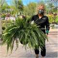 UV Resistant Lifelike Artificial Boston Fern - 2024 New Faux Boston Ferns Outdoor Planter Large, Realistic Fake Feen Hanging Silk Fern Stems Indoor Basket Plant Urn Fillers Front Porch (4, Green)