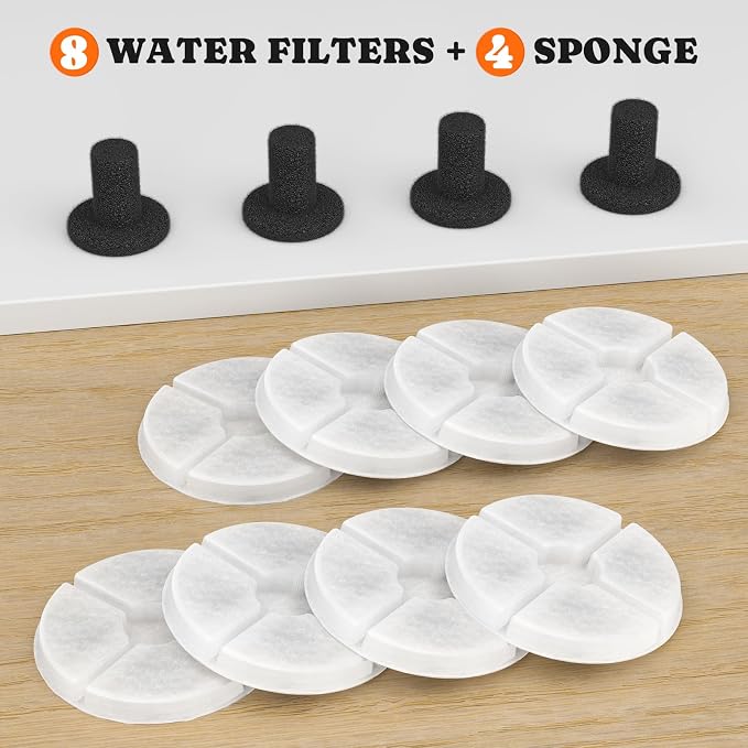 Pawtners Dog Water Fountain for Small Medium Large Dogs, 10in/6.7in Dog Fountain with Multiple Filtration, Replacement Filter for Pet Cats Dogs Water Fountains (8 Filters for 10in/6.7in Dog Fountain)