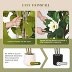 Fiddle Leaf Fig Tree 6FT Tall Artificial Plant, Large Fake Tree in White Planter, Faux Rubber Tree Fake Floor Plant with Magnolia Flowers - Artificial Tree for Home Office Living Room Decor, White