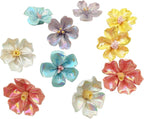 10 PCS 3D Flower Ceramic Tiles,1.6" Handmade Procelain Ceramic Flowers for Artwork,Fish Tank,Vases,Living Room, Dining Table,Office, Home Floral Decor (Single-Flowered Iridescent Mix Color)