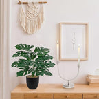 Briful Lush Artificial Monstera Plant - Realistic Green Leaves, Stylish Black Pot, 14.9-Inch Tall, Fake Plants for Home & Office Farmhouse Wedding Decor