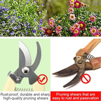 6PCS Premium garden shears, pruning scissors gardening tools, pruners for flower, bushes, rose and fruit tree, use for florist, yard and orchard the plant clippers, sharp steel anvil snips (white, 6)