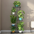 LINZINAR Plant Stand Indoor Outdoor Metal 5 Tier 6 Potted Multiple Flower Pot Holder Shelf Planter Display Shelving Unit for Patio Garden Corner Balcony Living Room (5 Tier 6 Potted, Dark Grey)