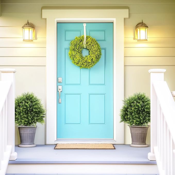 27“ Realistic Artificial Cedar Topiary Trees Set of 2, Faux Cypress Pine Plants Outdoor UV-Resistant, Fake Evergreen Bushes & Shrubs for Front Porch Outside Planter Decor