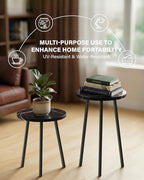 Plant Stand Indoor Tall: Corner Wood Plant Stand 2 Pack Mid Century Modern Decor - Small Round Plant Table for Indoor Plants - Outdoor Plant Holder for Patio Living Room Bathroom Office (Black Marble)