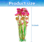 AQUANEAT Artificial Fish Tank Plants, Plastic Aquarium Accessories Large, 15.5 inch Red Decorations, 2pcs