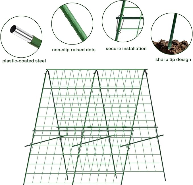 Cucumber Trellis, A-Frame Sturdy Garden Trellis for Raised Bed, Plant Support for Climbing, Plant Trellis for Bean Pea Rose Vine Plants, Plant Grow Support for Outdoor Raised Bed