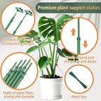 Telescoping Plant Stakes,3Pcs 17.9In to 42.3In Adjustable Monstera Plant Support Orchid Sticks with Clips, Plant Sticks Support Tall for Monstera,Orchids,Tomatoes,Vines & Indoor Outdoor Plants