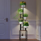 Homsorout Plant Stand Indoor with Grow Light,6-Tiered Tall Plant Stand Indoor, Metal Plant Shelf with Adjustable Light, Ideal for Living Room, Garden, Patio (Black Brown)