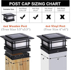 Dynaming 4x4 Solar Post Cap Lights Outdoor with Flickering Flame Light, Black Shell Fence Post Solar Lights Fit 4x4 Vinyl/Wooden Posts, Brightness LED Lighting Decor for Garden Deck Patio, 2 Pack