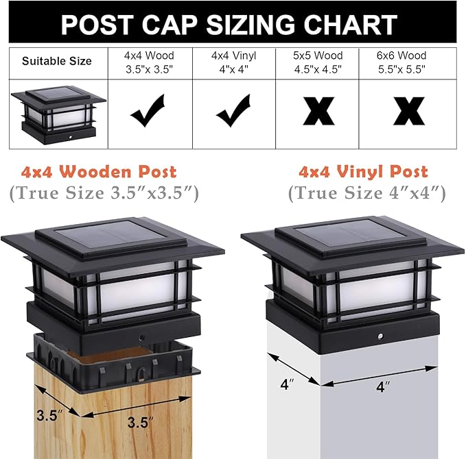 Dynaming 4x4 Solar Post Cap Lights Outdoor with Flickering Flame Light, Black Shell Fence Post Solar Lights Fit Vinyl/Wooden Posts, Brightness LED Lighting Decor for Garden Deck Patio, 12 Pack