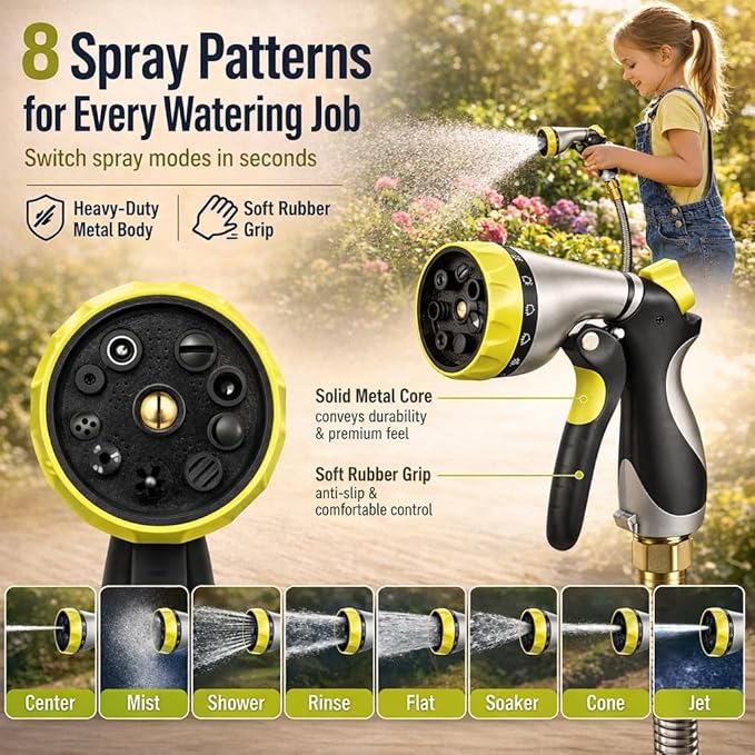 Metal Garden Hose 75 ft – 304 Stainless Steel Water Hose with Nozzle Sprayer, Garden Hoses Flexible, Lightweight, No Kink, Heavy Duty for Outdoor (75 ft)