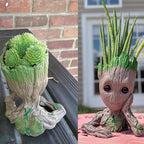 B-Best Baby Groot Pen Pot Tree Man Pens Holder or Flower Pot with Drainage Hole Perfect for a Tiny Succulents Plants 6" (Brown)