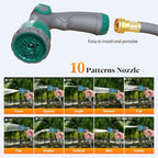 1/2" x 130 ft Retractable Garden Hose Reel, Heavy Duty Water Hose Reel Wall Mounted, Any Length Lock, 180°Swivel, Water Hose with 10-Function Nozzle for Cleaning, Watering (Green)