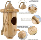 Hummingbird House for Outside Hanging, Small Wooden Hummingbird Gifts Nest 3 Pack with Hemp Ropes, Gardening Gifts Humming Bird Houses Home Decoration