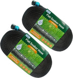 Flat Soaker Hose 75 150 FT for Garden Beds, 150FT 1/2" Linkable Consistent Drip Irrigation Hose Save 80% Water, Leakproof Heavy Duty Double Layer Sprinkler Hose