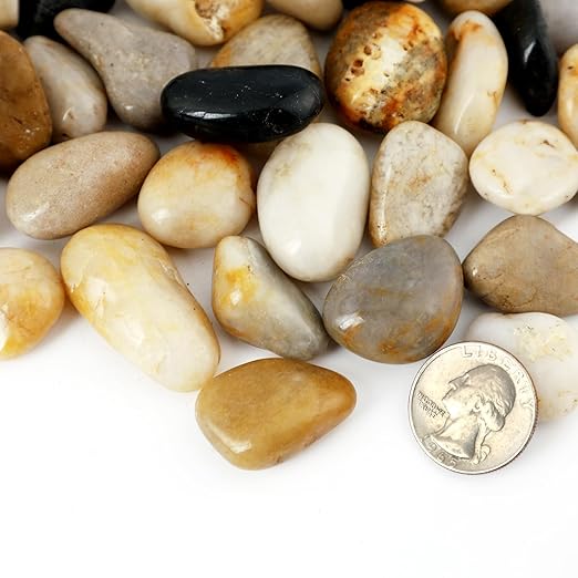11LB Polished Natural Stone Pebbles for Outdoor Plants with Mixed Colors 1/4-5/8Inch Decorative River Rocks for Planters Small Natural Stone Gravels for Home Decoration
