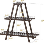 Plant Stand Indoor, Outdoor bamboo Plant Rack for Multiple Plants, 3 Tier 8 Potted Flower Holder Ladder,Plant Shelf Ladder Table Plant Pot Stand for Living Room, Patio, Balcony (Brown)