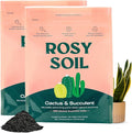 Rosy Soil Cactus and Succulent Potting Soil Mix for Houseplants - Fast Draining Organic Potting Soil for Succulents, AloeVera, Indoor Plant - Root Boosting for Drought Tolerant Growth, Pack of 2