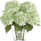 Coferset Light Green Hydrangea Artificial Flowers 3pcs Lifelike Faux Hydrangea Real TouchArtificial Flowers for Outdoors Home Wedding Christmas Office Party Living Room Decoration,22inch